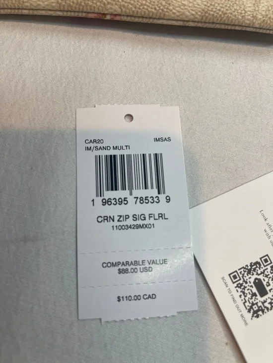 Coach F2596-CAR20 Corner Zip Wristlet in Signature Canvas with Floral - Picture 9 of 9